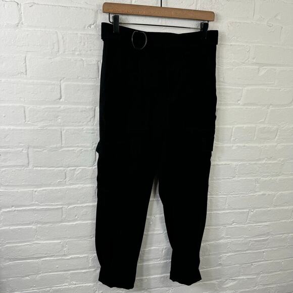 Banana Republic Women's Mid-Rise Stright-Leg Cargo Pants Solid Black Size 4 - Picture 1 of 5